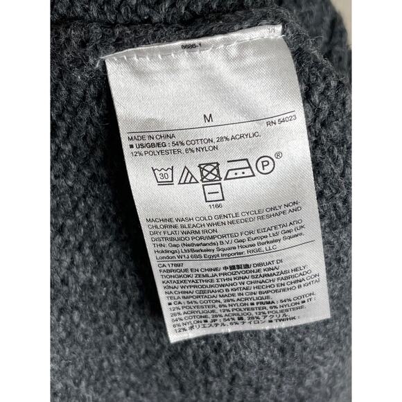 Banana Republic Women's Preppy Gorpcore Knit Tick Chunky Diamond Sweater Gray M - Picture 6 of 8